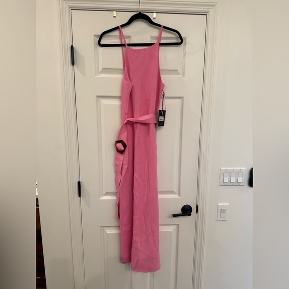 NICHOLAS Dresses & Skirts - NWT NICHOLAS Lily Ribbed Sleeveless Midi Belted Knit Dress in Pink Large